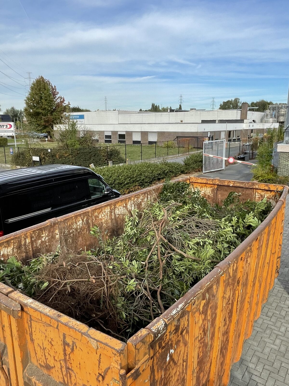 Afvoer van groenafval in container — grondwerk en containerverhuur door AST BV